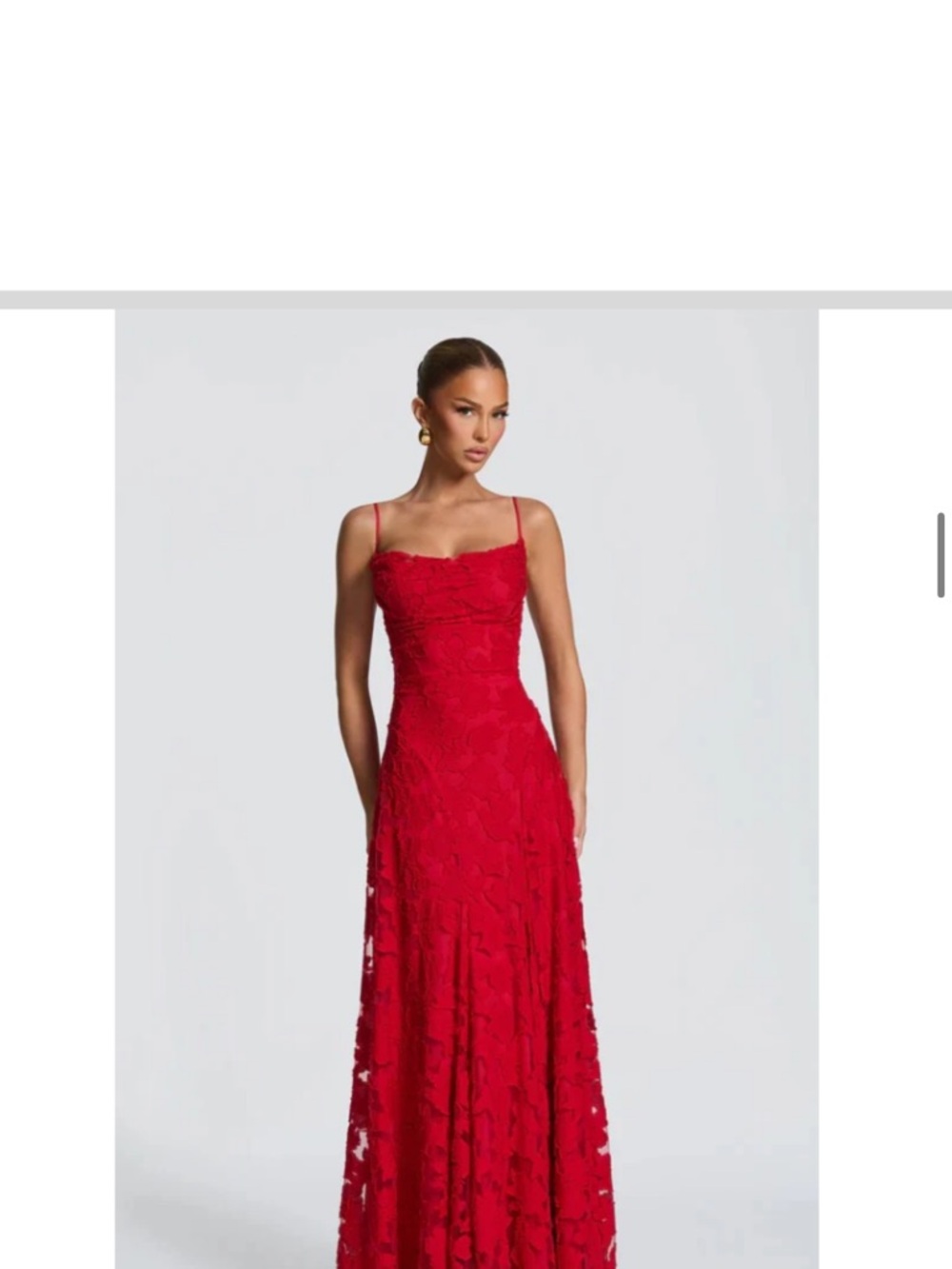 Red Lace Maxi Dress with Spaghetti Straps